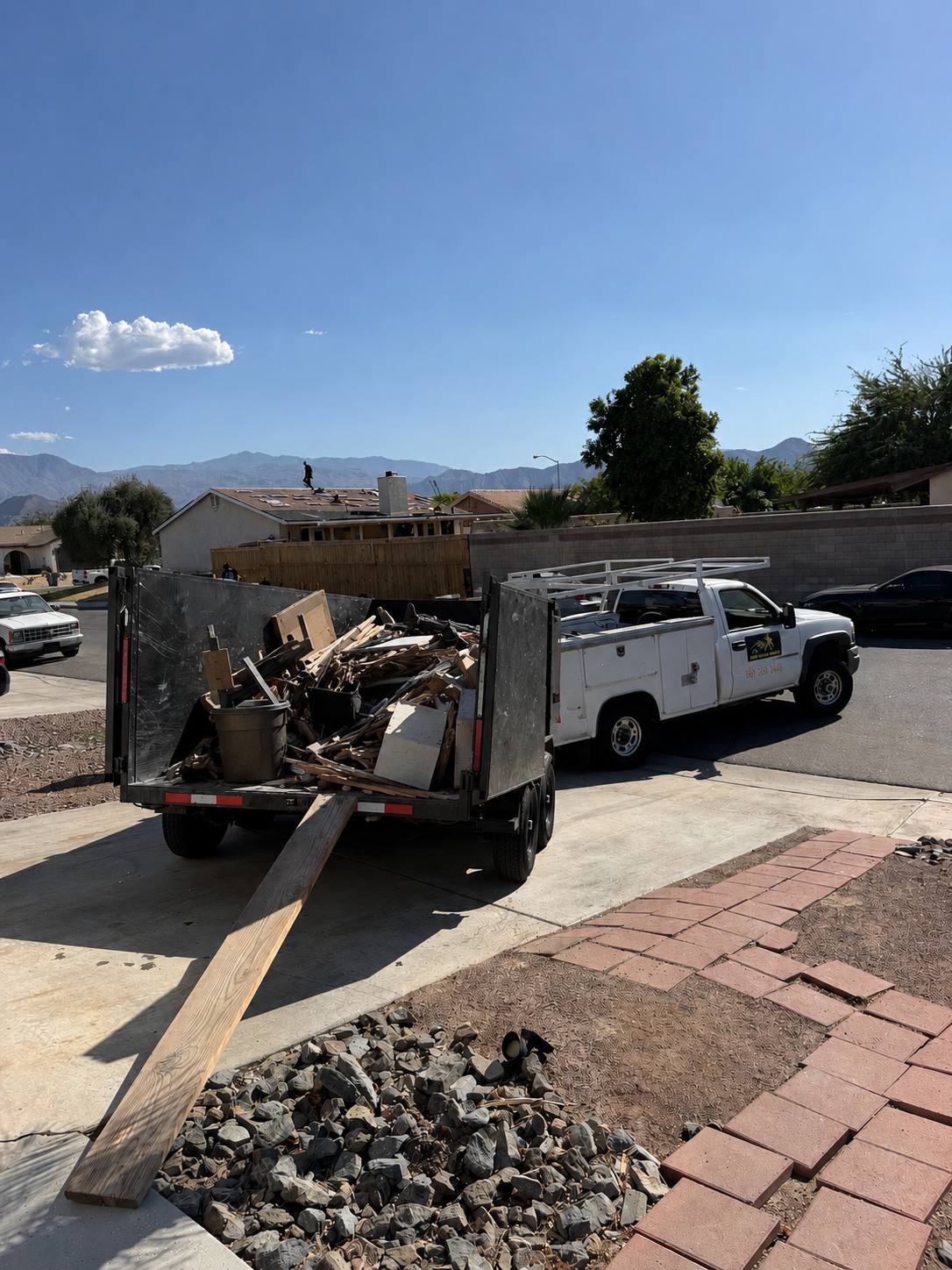 Loaded trailer full of wood debris from a clean-out job